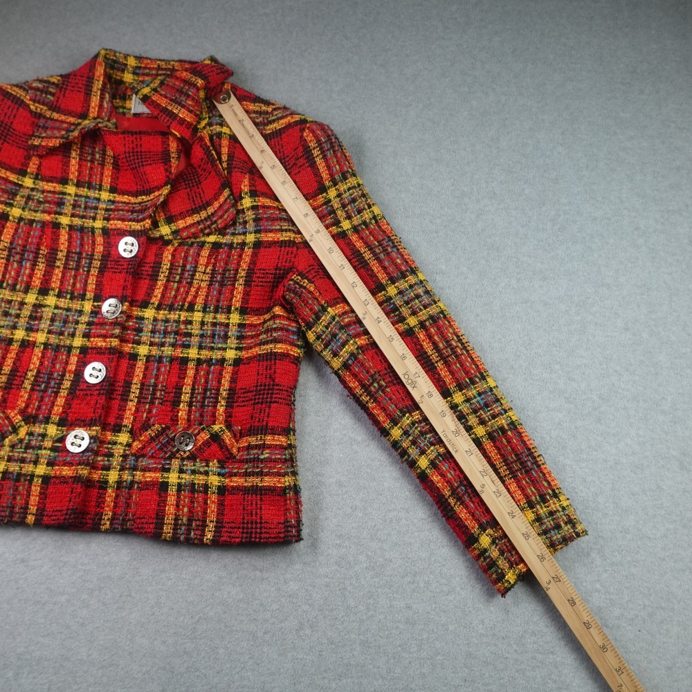 Howard Wolf Blazer Womens 4 Red Plaid Vintage Wool Blend Jacket - Picture 13 of 16